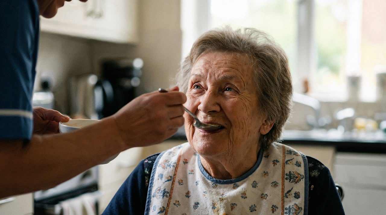 Elderly female's prominent areola