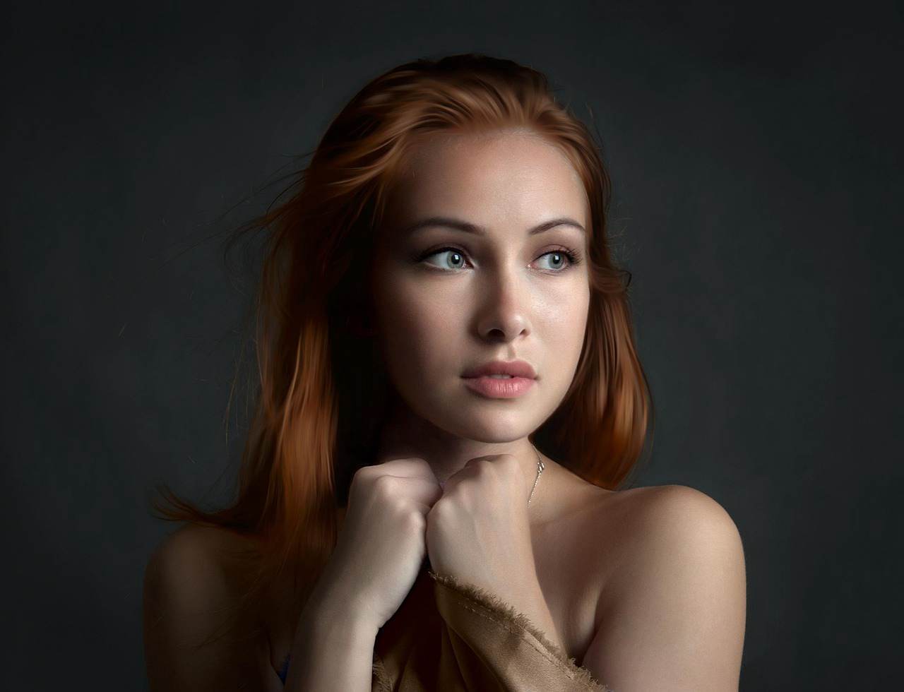 Russet-haired beauty in an Indian pub